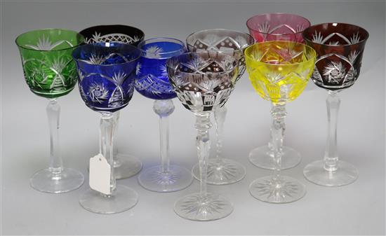 A set of hock glasses and a set of glass plates